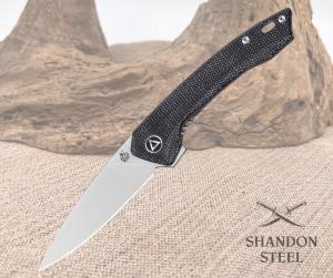 QSP Knife Leopard Linerlock QS135-B 3" 14C28N Drop Point Blade,  Black Micarta