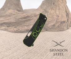QSP Knife Unicorn Button Lock Neon G10 Handle QS156-C2 Black 14C28N Blade