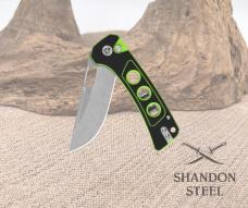 QSP Knife Unicorn Button Lock Neon G10 Handle QS156-C1 14C28N Blade Pocket Knife
