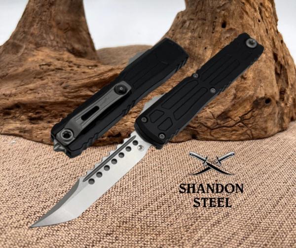Microtech Ultratech EX - ZBP Hellhound Stonewash w/ Black Milled Handle Signature Series 1119EX-10S Microtech Ultratech EX - ZBP Hellhound Stonewash w/ Black Milled Handle Signature Series 1119EX-10S