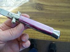 Armando Beltrame Italian 9 Inch Automatic Stiletto Swivel Bol. Dagger Rare Violet Handles UNUSED! 
