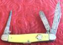 KEEN KUTTER 3 blade stock knife w/yellow scales. Pat. No. 769