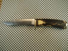 SCHRADE USA MADE VINTAGE 491 GOLD RUSH COMMORMERATIVE 49'R CARBON STEEL FIXED BLADE KNIFE & SHEATH
