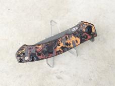 Zero Tolerance 0450CFDAMS Flipper Knife Orange & Red Marbled Multi Carbon Fiber Damascus Blade - New