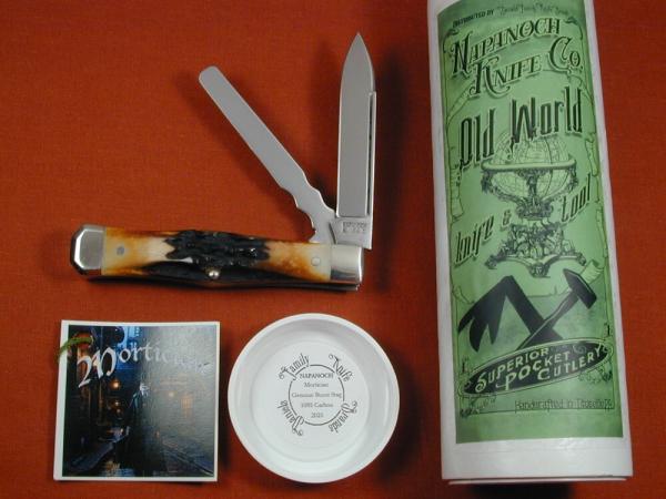 Napanoch Knife Co. Genuine Burnt Stag Mortician Coffin Jack Knife Rare 1 of 10 COA USA Made Napanoch Knife Co. Genuine Burnt Stag Mortician Coffin Jack Knife Rare 1 of 10 COA USA Made