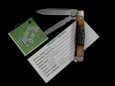 Napanoch Knife Co. Genuine Amber Stag Mortician Coffin Jack Knife Rare 1 of 12 COA USA Made