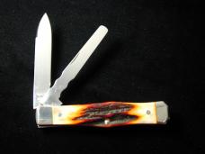 Napanoch Knife Co. Genuine Amber Stag Mortician Coffin Jack Knife Rare 1 of 12 COA USA Made