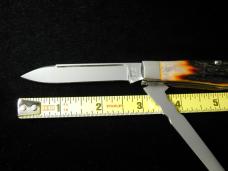 Napanoch Knife Co. Genuine Amber Stag Mortician Coffin Jack Knife Rare 1 of 12 COA USA Made