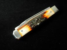 Napanoch Knife Co. Genuine Amber Stag Mortician Coffin Jack Knife Rare 1 of 12 COA USA Made