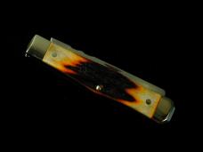 Napanoch Knife Co. Genuine Amber Stag Mortician Coffin Jack Knife Rare 1 of 12 COA USA Made