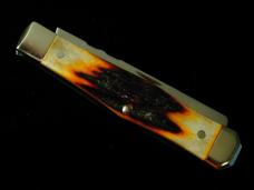 Napanoch Knife Co. Genuine Amber Stag Mortician Coffin Jack Knife Rare 1 of 12 COA USA Made