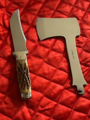 Case XX Knife Axe Combo Greenbone MINT