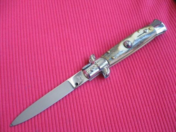 New Old Stock ITALY INOX 8" Stag ITALIAN STILETTO Knife