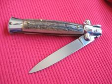 New Old Stock ITALY INOX 8" Stag ITALIAN STILETTO Knife