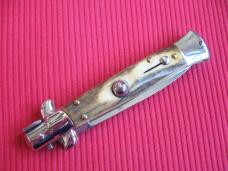 New Old Stock ITALY INOX 8" Stag ITALIAN STILETTO Knife