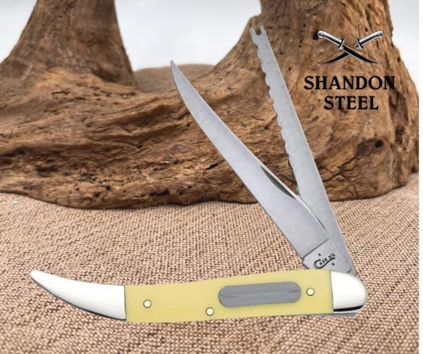 Case Cutlery XX Yellow Fish Scaler Disgorger Clip Pt Folding Pocket Knife 120 Case Cutlery XX Yellow Fish Scaler Disgorger Clip Pt Folding Pocket Knife 120