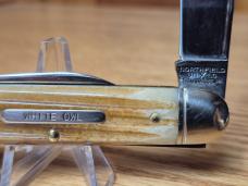 Great Eastern Cutlery GEC 681221, Cowhide Jig Bone White Owl Knife, Northfield UN-X-LD, New in Tube.