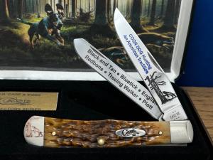 Case XX USA Coon Dog Hunting An American Tradition #010 Peach Seed Jig AmberBone Trapper/Display NEW