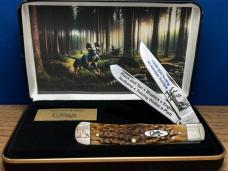 Case XX USA Coon Dog Hunting An American Tradition #010 Peach Seed Jig AmberBone Trapper/Display NEW