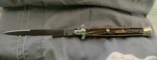 Excellent Vintage 13" Transitional Switchblade, Knarly Stag, 5mm Backspring/Blade, D Stamped