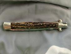 Excellent Vintage 13" Transitional Switchblade, Knarly Stag, 5mm Backspring/Blade, D Stamped