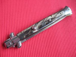Vintage 11" Unique Horn ITALIAN STILETTO Switchblade Knife