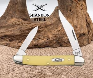 Case XX USA Knife Pen Yellow Delrin Handle CS Carbon Steel Pocket Knives 00109