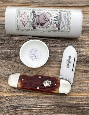 GEC NORTHFIELD 362112EO ANTIQUE AMBER JIGGED BONE SUNFISH 1095 CARBON STEEL KNIVE 