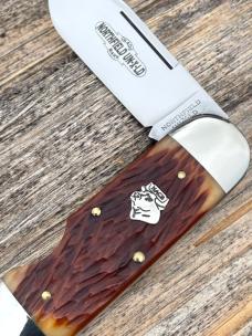 GEC NORTHFIELD 362112EO ANTIQUE AMBER JIGGED BONE SUNFISH 1095 CARBON STEEL KNIVE 