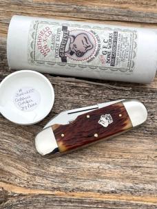 GEC NORTHFIELD 362112EO ANTIQUE AMBER JIGGED BONE SUNFISH 1095 CARBON STEEL KNIVE 