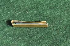 Tie Clip Knife 1 3/4" Brass Cap With Design Hides A Mirror Polished Blade Mint Tight Loud Snap 50s