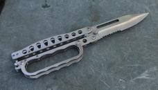 Balisong With Knuckles Huge 11 1/2" Open 6" Closed Stainless Traditional Closure Just Played With