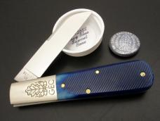 Great Eastern Cutlery #86 Boom Town Barlow Navy Blue Sawcut Bone GEC 863125SS
