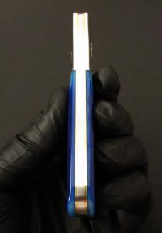 Great Eastern Cutlery #86 Boom Town Barlow Navy Blue Sawcut Bone GEC 863125SS