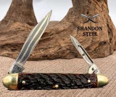 J A HENCKEL Vintage SOLINGEN 2 BLADE POCKET KNIFE-1761 Jigged Bone Handel (106)