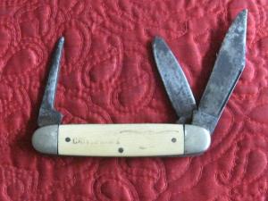 USTER 3 bl Cattle Knife with Imitation Ivory scales and steer logo