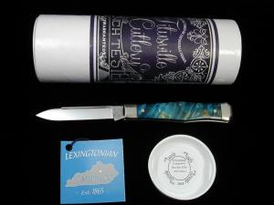 Titusville Cutlery Blue Box Elder Burl Wood Lexingtonian Coffin Jack Knife Rare 1 of 10 COA USA Made