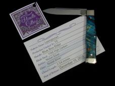 Titusville Cutlery Blue Box Elder Burl Wood Lexingtonian Coffin Jack Knife Rare 1 of 10 COA USA Made