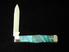 Titusville Cutlery Blue Box Elder Burl Wood Lexingtonian Coffin Jack Knife Rare 1 of 10 COA USA Made