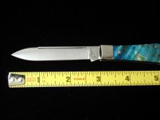Titusville Cutlery Blue Box Elder Burl Wood Lexingtonian Coffin Jack Knife Rare 1 of 10 COA USA Made
