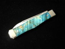 Titusville Cutlery Blue Box Elder Burl Wood Lexingtonian Coffin Jack Knife Rare 1 of 10 COA USA Made