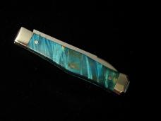 Titusville Cutlery Blue Box Elder Burl Wood Lexingtonian Coffin Jack Knife Rare 1 of 10 COA USA Made