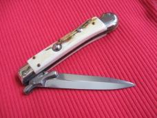 Italian MEDICI Stag Swing Guard STILETTO Switchblade Knife - New Old Stock!