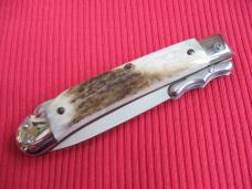 Italian MEDICI Stag Swing Guard STILETTO Switchblade Knife - New Old Stock!