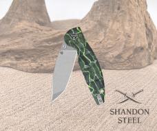 QSP Turtle Punk Pocket Knife 14C28N Blade Black/Green G10 Handle QS158-C1