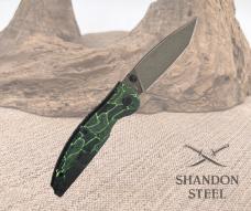 QSP Turtle Punk Pocket Knife 14C28N Blade Black/Green G10 Handle QS158-C2