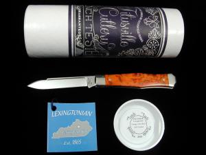 Titusville Cutlery Orange Arctic Birch Burl Wood Lexingtonian Coffin Jack Knife Rare 1 of 10 COA USA