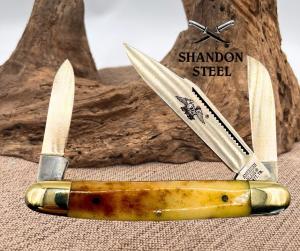 AMERICAN BLADE CHATT TN SMOOTH BONE LONG PULL STOCKMAN KNIFE NICE AB-30 110