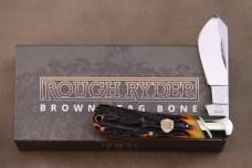 Rough Rider 1727 Cotton Sampler Folding Pocket Knife with Brown Stag Bone Handle