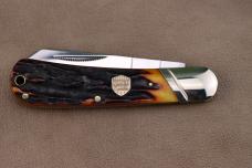 Rough Rider 1727 Cotton Sampler Folding Pocket Knife with Brown Stag Bone Handle